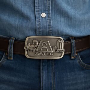 ASTEC Belt Buckle Metal Silver 2.5" x 4" Great American Buckle Co USA Asphalt